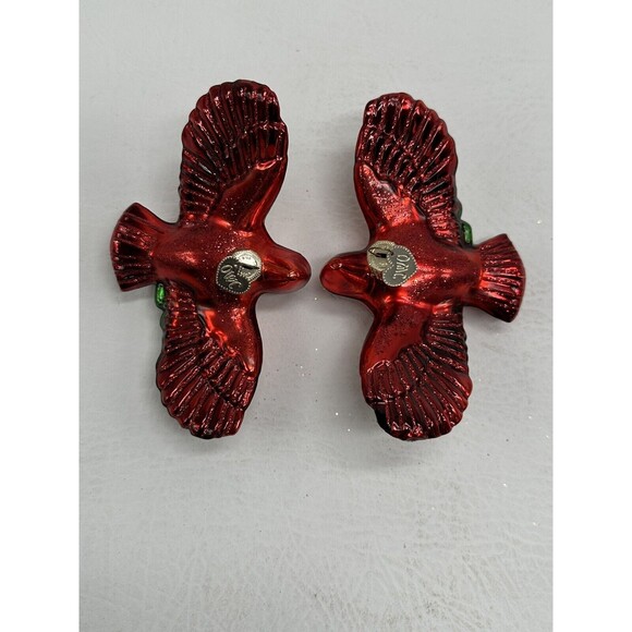 2 Old World Christmas 2006 Red  Cardinal Glass Ornaments Christmas Flying - Picture 6 of 15